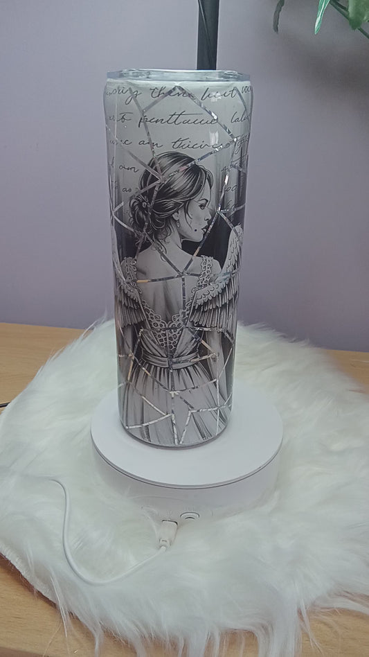 20 oz Tumbler shattered glass angel